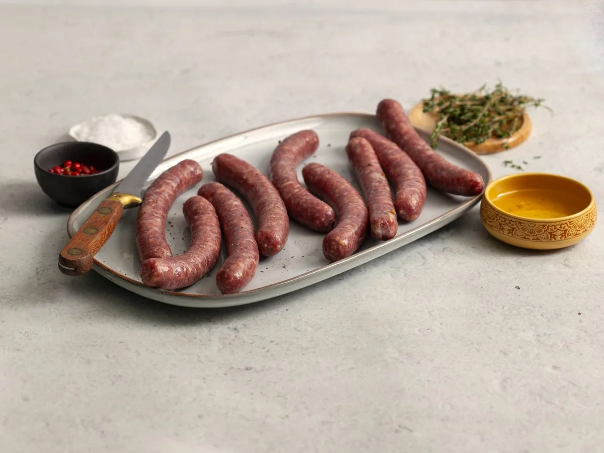 Sausages on the board.
